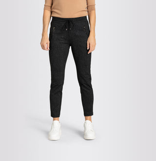 MAC EASY Damen Schlupfhose - Midnight Herringbone Grey - 2710-00-0107L-966B