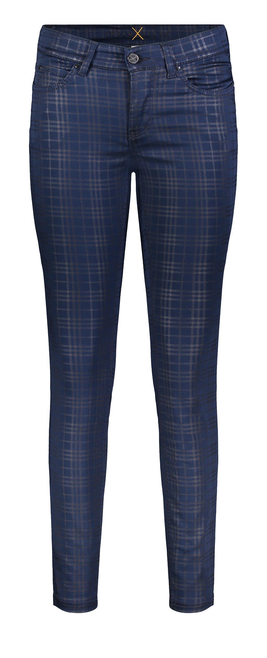 MAC DREAM SKINNY Five Pocket - Midnight Tartan Blue - 5402-00-0355-197B