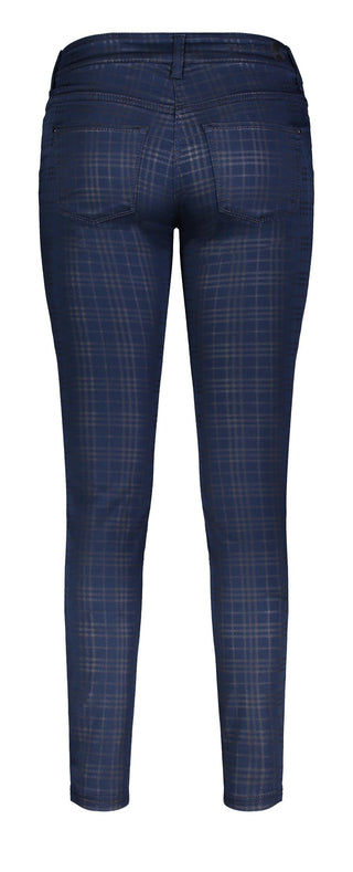 MAC DREAM SKINNY Five Pocket - Midnight Tartan Blue - 5402-00-0355-197B
