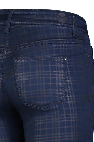 MAC DREAM SKINNY Five Pocket - Midnight Tartan Blue - 5402-00-0355-197B
