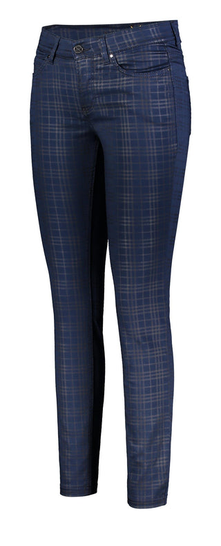 MAC DREAM SKINNY Five Pocket - Midnight Tartan Blue - 5402-00-0355-197B