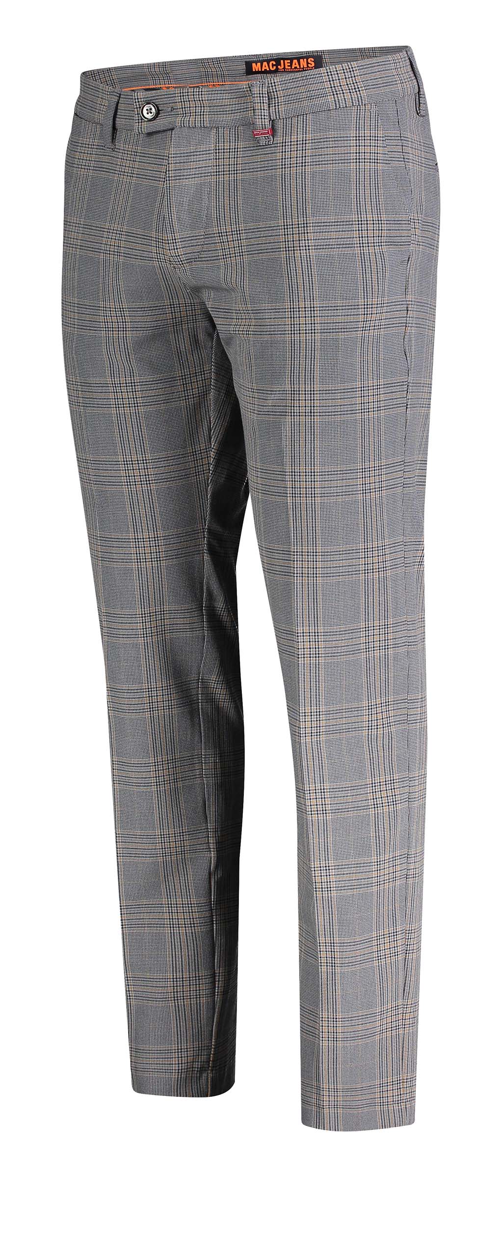 MAC LENNOX CARBONIUM BI-STRETCH Chinchilla Fog Check Chinohose - 6344-00-0704L-238K von MAC