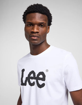 LEE WOBBLY LOGO TEE Kurzarm T-Shirt - Bright Chalk White - 112116123