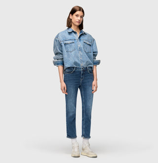 MAC DREAM Cropped Authentics Jeans - Moonlit Denim Blue - 5481-90-0357L-D653