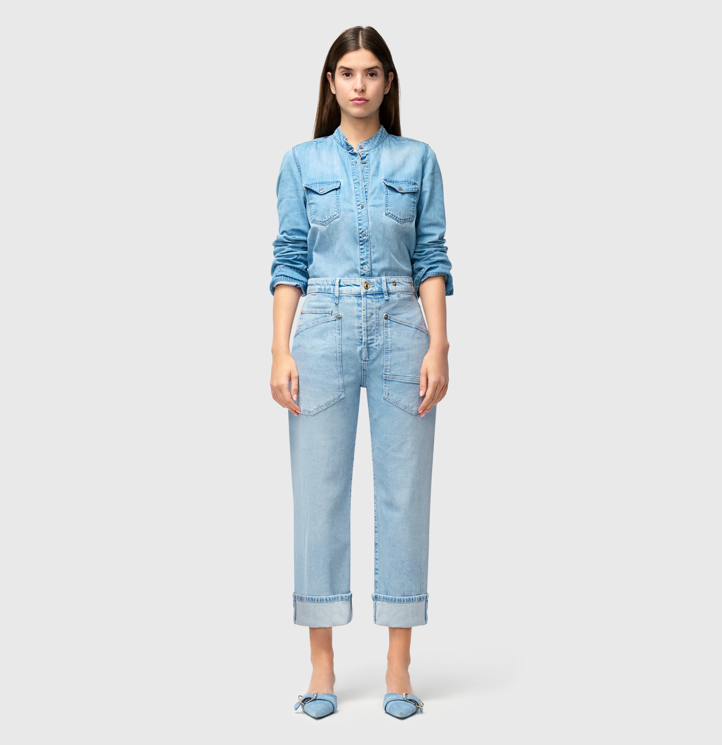 MAC BAGGY light blue net washed 2321-90-0361L D205 Straight Sky Mist - 2321-90-0361L-D205 von MAC