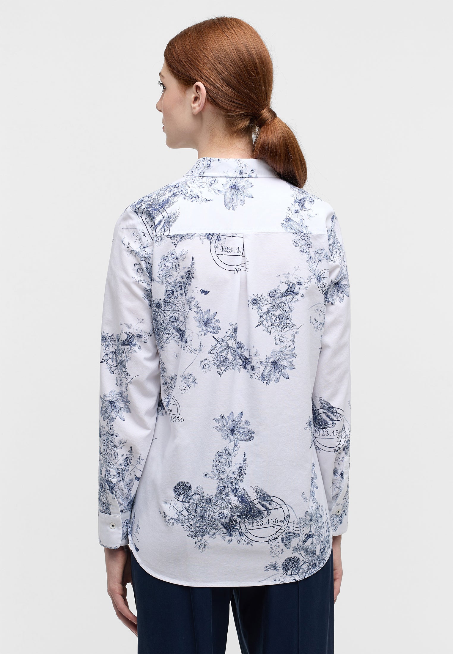 ETERNA REGULAR FIT Langarm Bluse - Porcelain Orchard - 7992-19-D935 von Eterna
