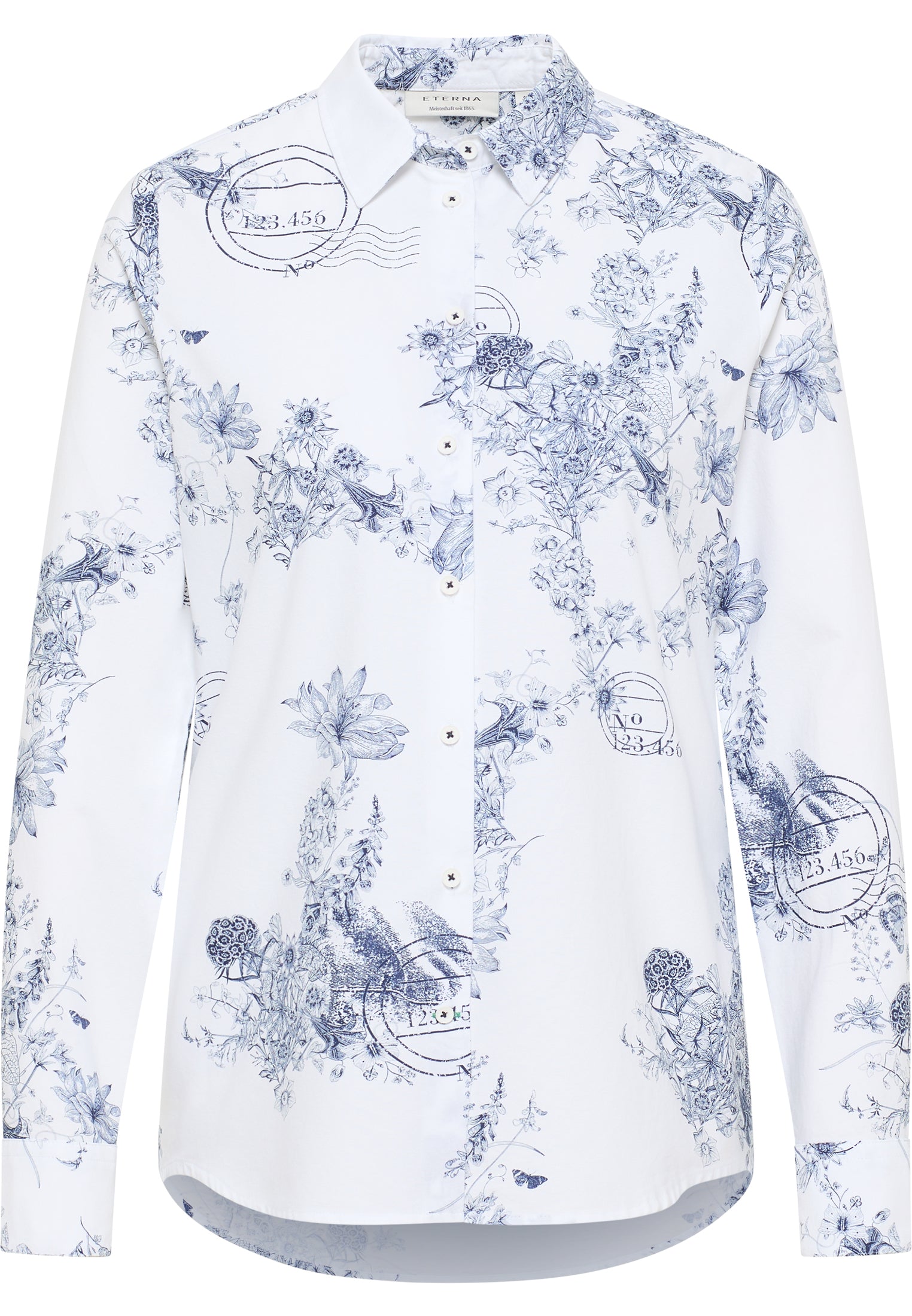 ETERNA REGULAR FIT Langarm Bluse - Porcelain Orchard - 7992-19-D935 von Eterna