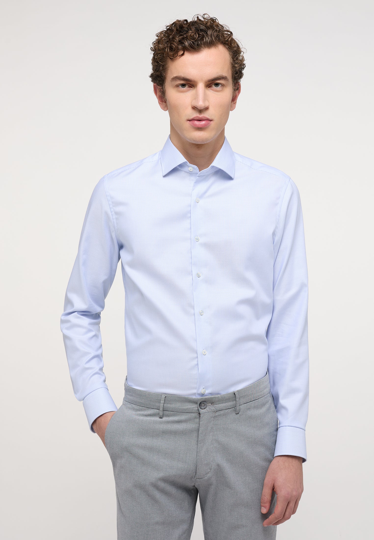 ETERNA SLIM FIT Langarm Hemd - Frosty Skylight Blue - 3116-12-F159