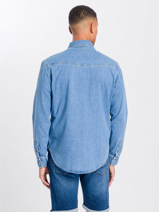 CROSS JEANS Langarm Jeanshemd - Washed Harbor Blue - A208-066