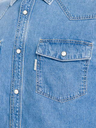 CROSS JEANS Langarm Jeanshemd - Washed Harbor Blue - A208-066