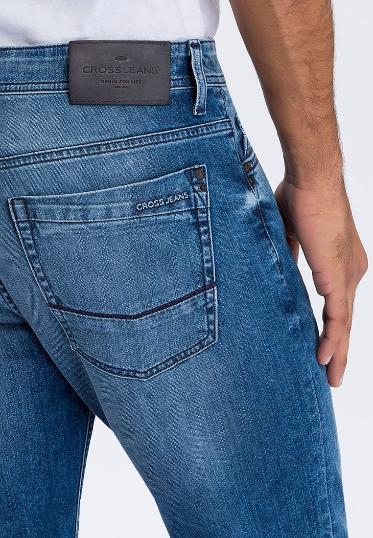 CROSS JEANS Antonio Five Pocket - Harbor Wash Blue - E161-115 von Cross Jeans