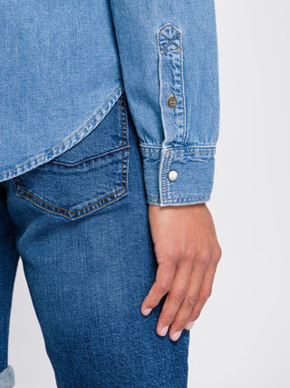 CROSS JEANS Langarm Jeanshemd - Washed Harbor Blue - A208-066
