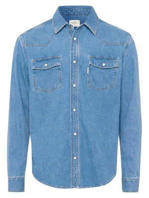 CROSS JEANS Langarm Jeanshemd - Washed Harbor Blue - A208-066