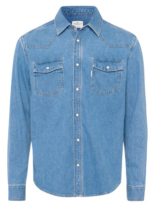 CROSS JEANS Langarm Jeanshemd - Washed Harbor Blue - A208-066