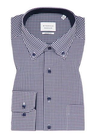 ETERNA COMFORT FIT Langarm Hemd - Midnight Gingham Blue - 8913-16-E146