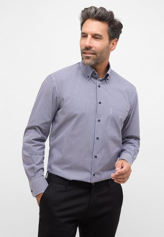 ETERNA COMFORT FIT Langarm Hemd - Midnight Gingham Blue - 8913-16-E146
