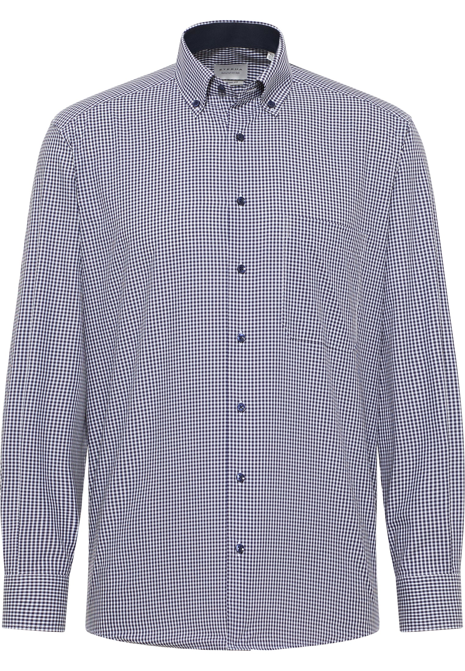 ETERNA COMFORT FIT Langarm Hemd - Midnight Gingham Blue - 8913-16-E146