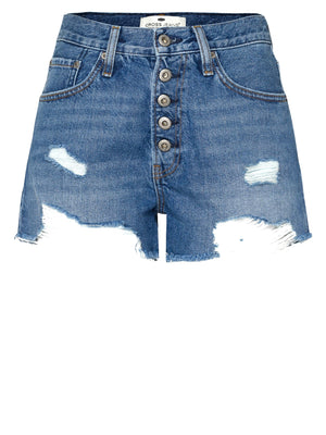 CROSS JEANS NEW SHORT bleu moyen usé A611-014