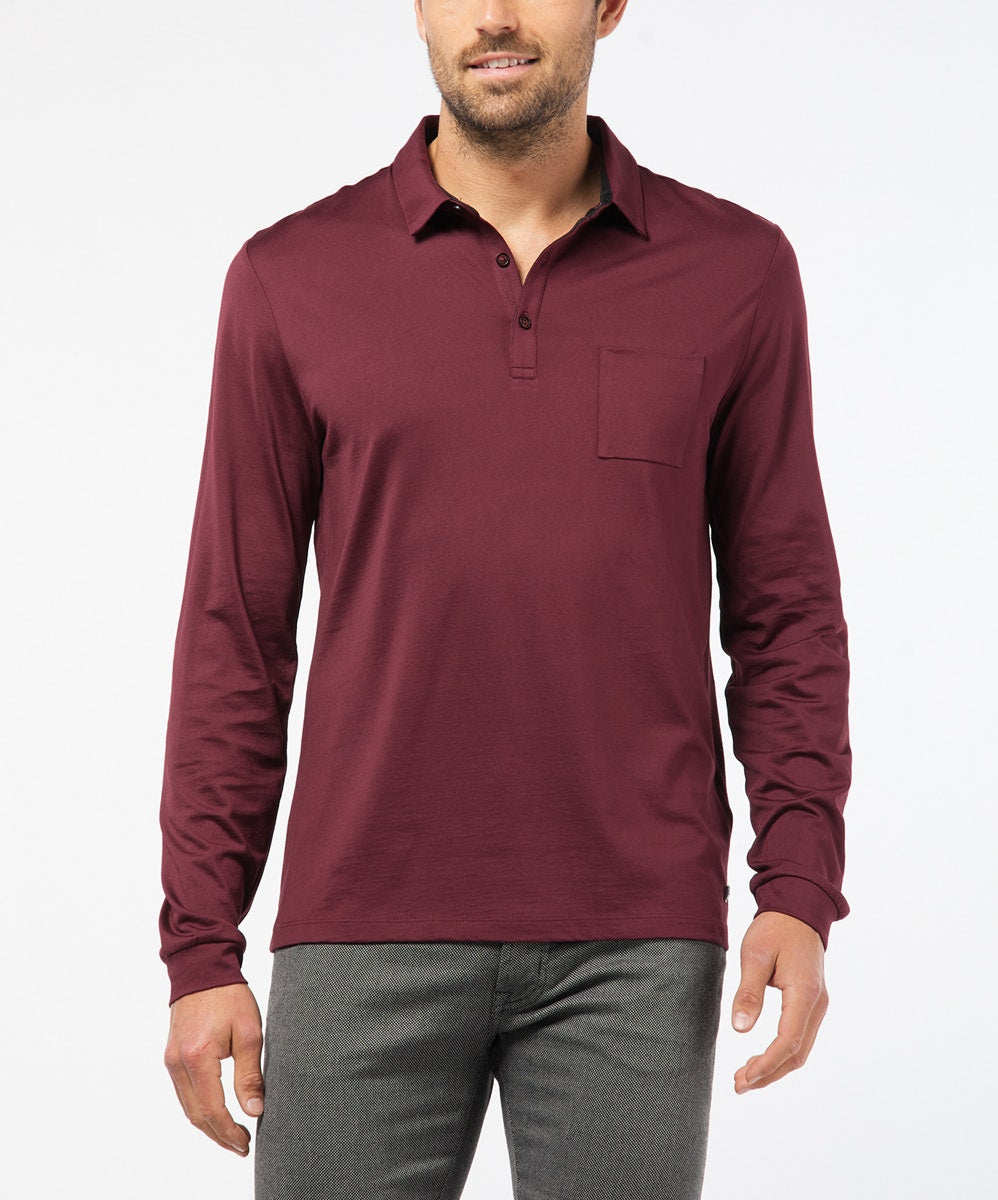 PIERRE CARDIN Poloshirt Langarm - Burgundy Velvet Sky - 53704 92317.8104