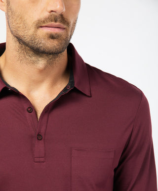 PIERRE CARDIN Poloshirt Langarm - Burgundy Velvet Sky - 53704 92317.8104