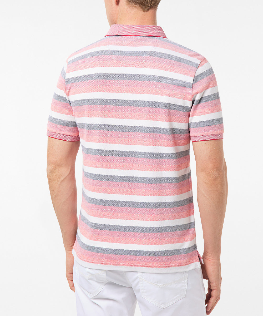 PIERRE CARDIN Poloshirt Kentkragen - Peach Stripe Sunset - 52384 11256.5059 von Pierre Cardin
