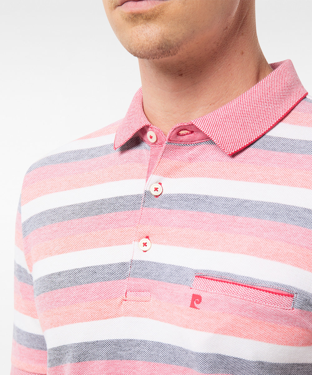 PIERRE CARDIN Poloshirt Kentkragen - Peach Stripe Sunset - 52384 11256.5059 von Pierre Cardin