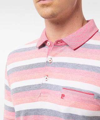 PIERRE CARDIN Poloshirt Kentkragen - Peach Stripe Sunset - 52384 11256.5059