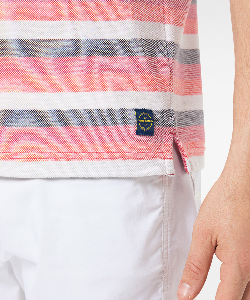 PIERRE CARDIN Poloshirt Kentkragen - Peach Stripe Sunset - 52384 11256.5059 von Pierre Cardin