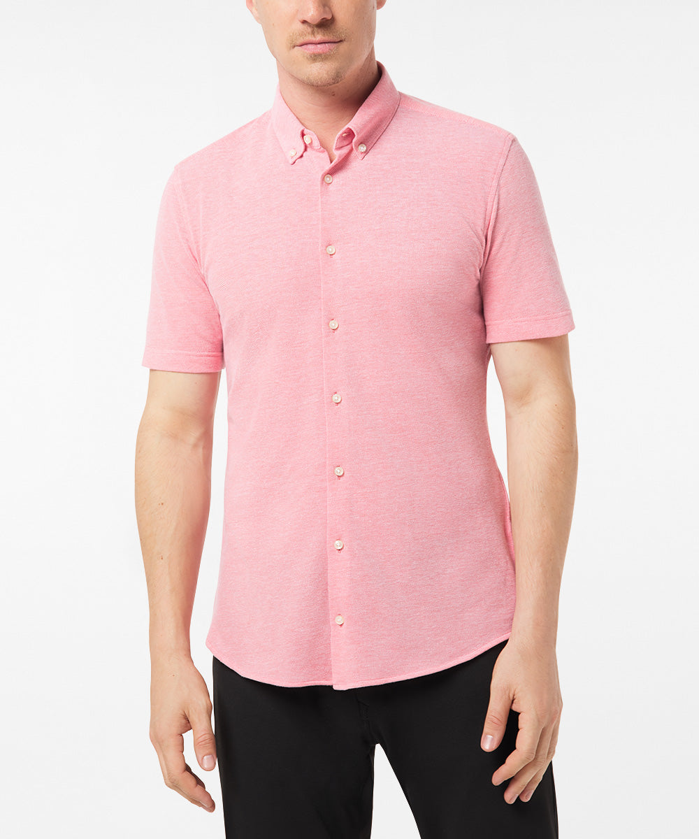 PIERRE CARDIN Slim Fit Kurzarm Hemd - Blush Linen Pink - 3621 27460.9077