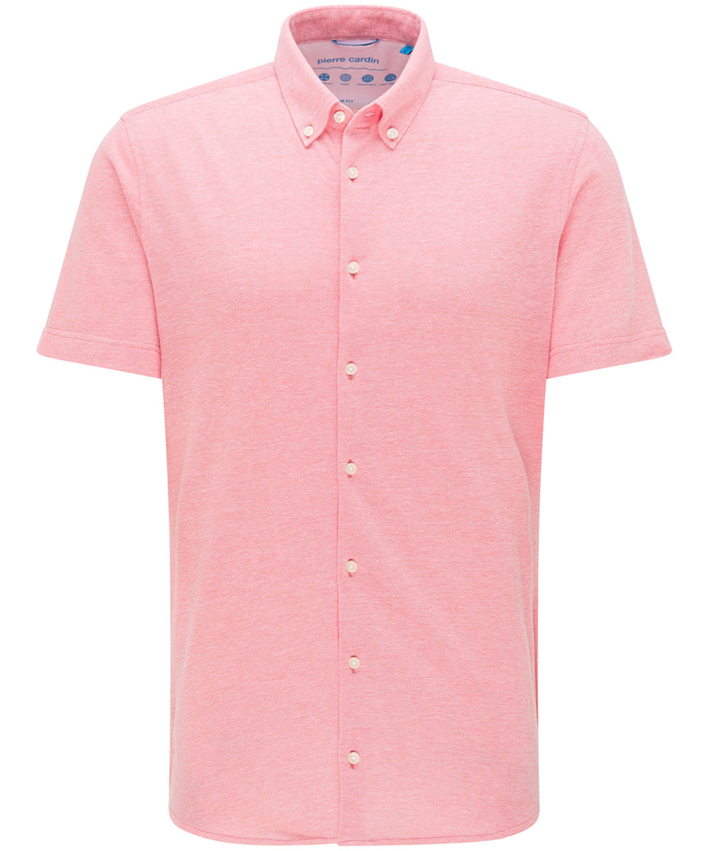 PIERRE CARDIN Slim Fit Kurzarm Hemd - Blush Linen Pink - 3621 27460.9077