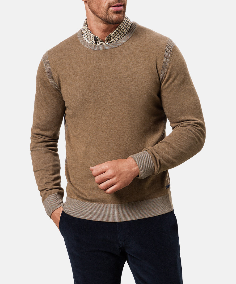PIERRE CARDIN TRAVEL COMFORT Strickpullover Rundhals - Tobacco Heather Brown - 55300 12548.7304