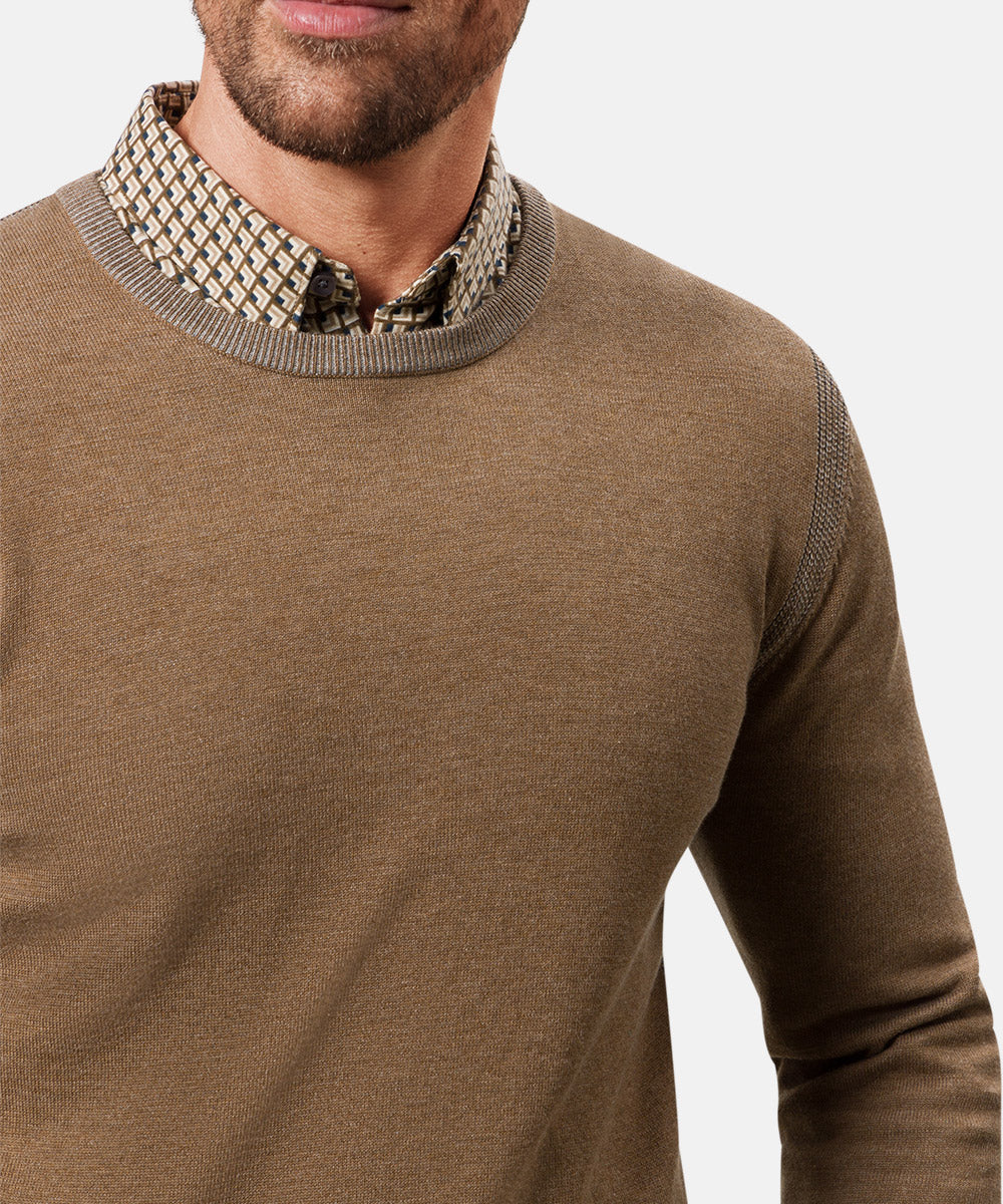 PIERRE CARDIN TRAVEL COMFORT Strickpullover Rundhals - Tobacco Heather Brown - 55300 12548.7304 von Pierre Cardin