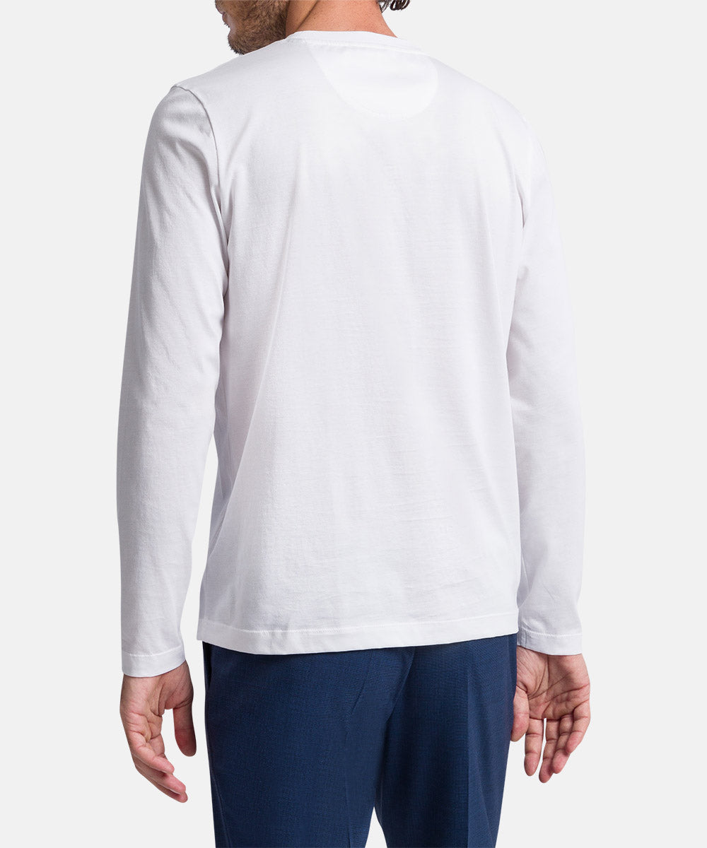 PIERRE CARDIN Longsleeve Shirt Rundhals - Bright Chalk White - 30250 3025.1019 von Pierre Cardin