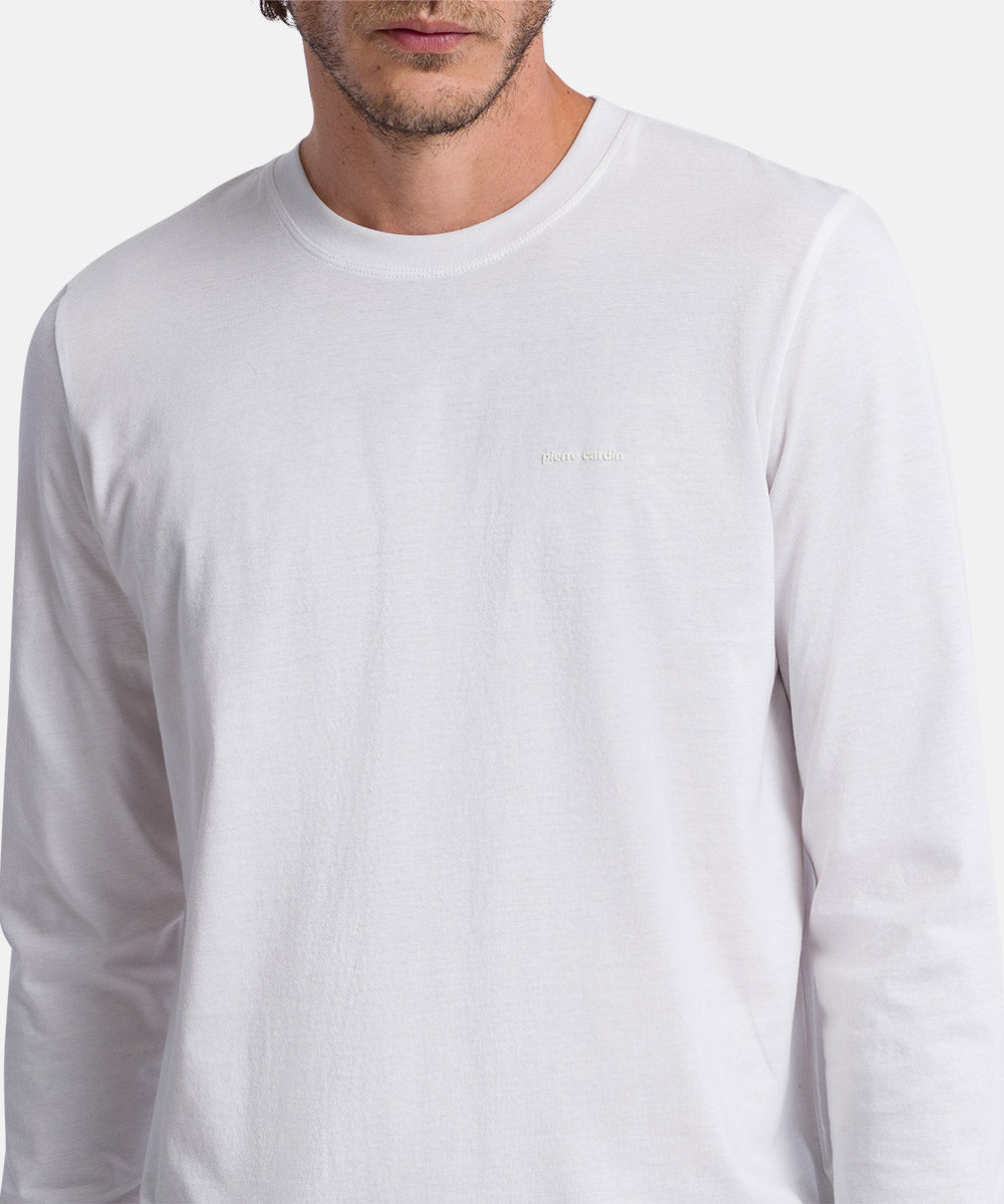 PIERRE CARDIN Longsleeve Shirt Rundhals - Bright Chalk White - 30250 3025.1019 von Pierre Cardin