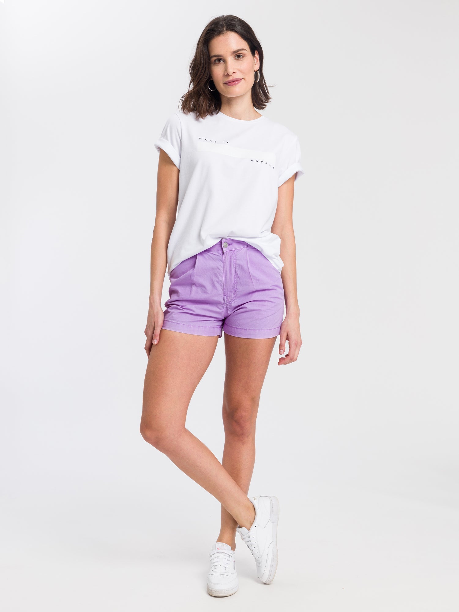 CROSS JEANS Pleated Chino Shorts - Lilac Dusk - B596-011 von Cross Jeans