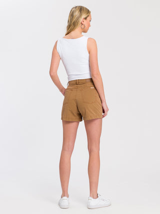 CROSS JEANS Pleated Chino-Shorts - Saddle Amber Brown - B596-010