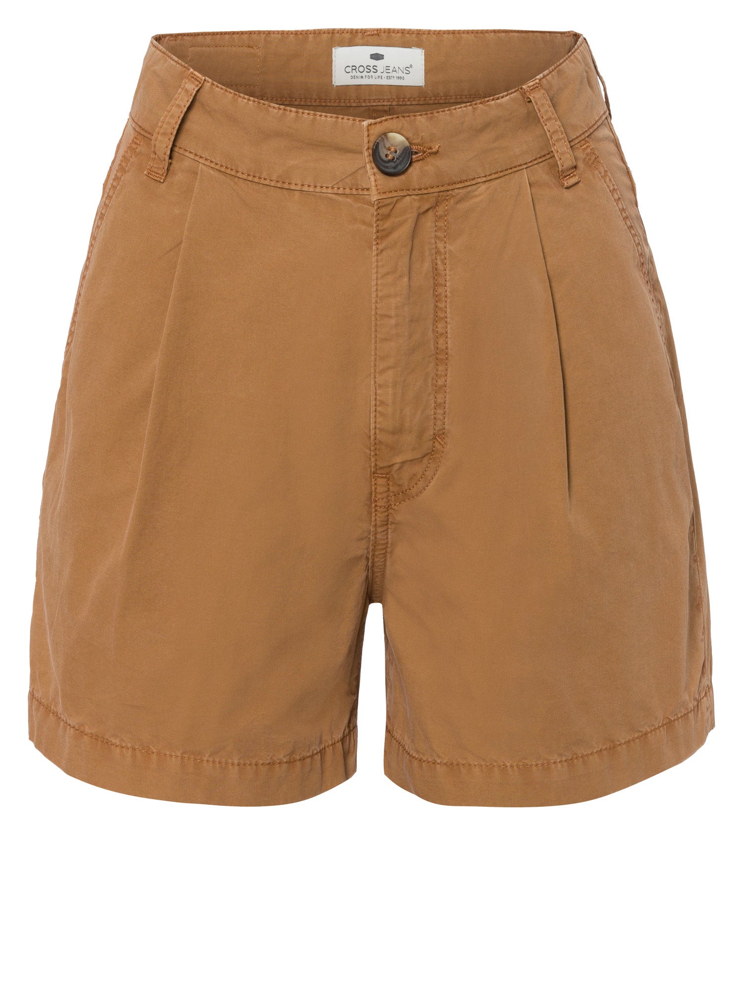 CROSS JEANS Pleated Chino-Shorts - Saddle Amber Brown - B596-010