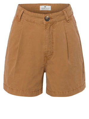 CROSS JEANS Pleated Chino-Shorts - Saddle Amber Brown - B596-010