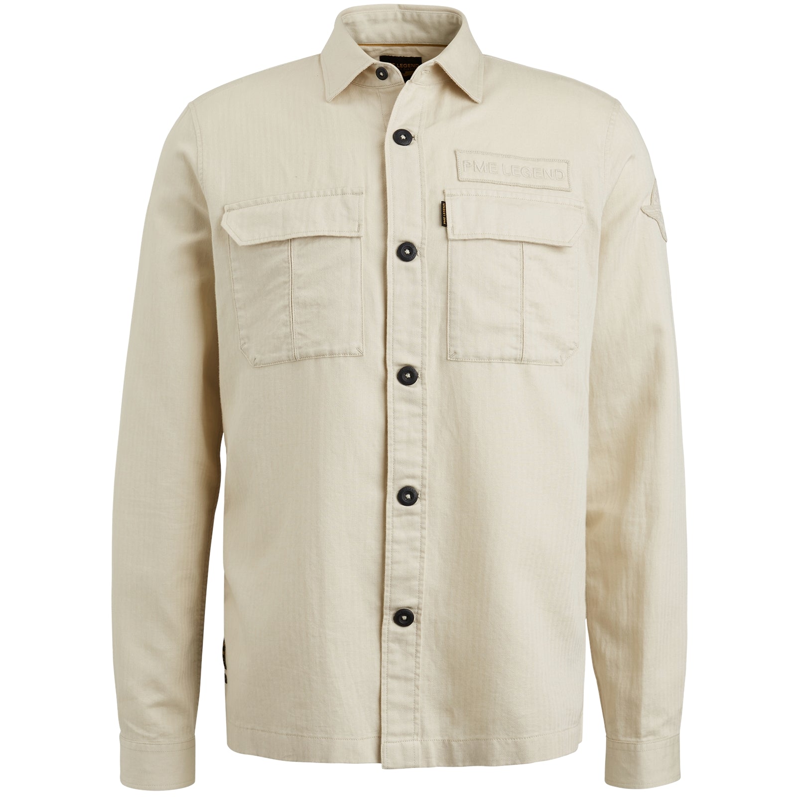 PME LEGEND Langarm Hemd - Linen Sand Herringbone - PSI2304230