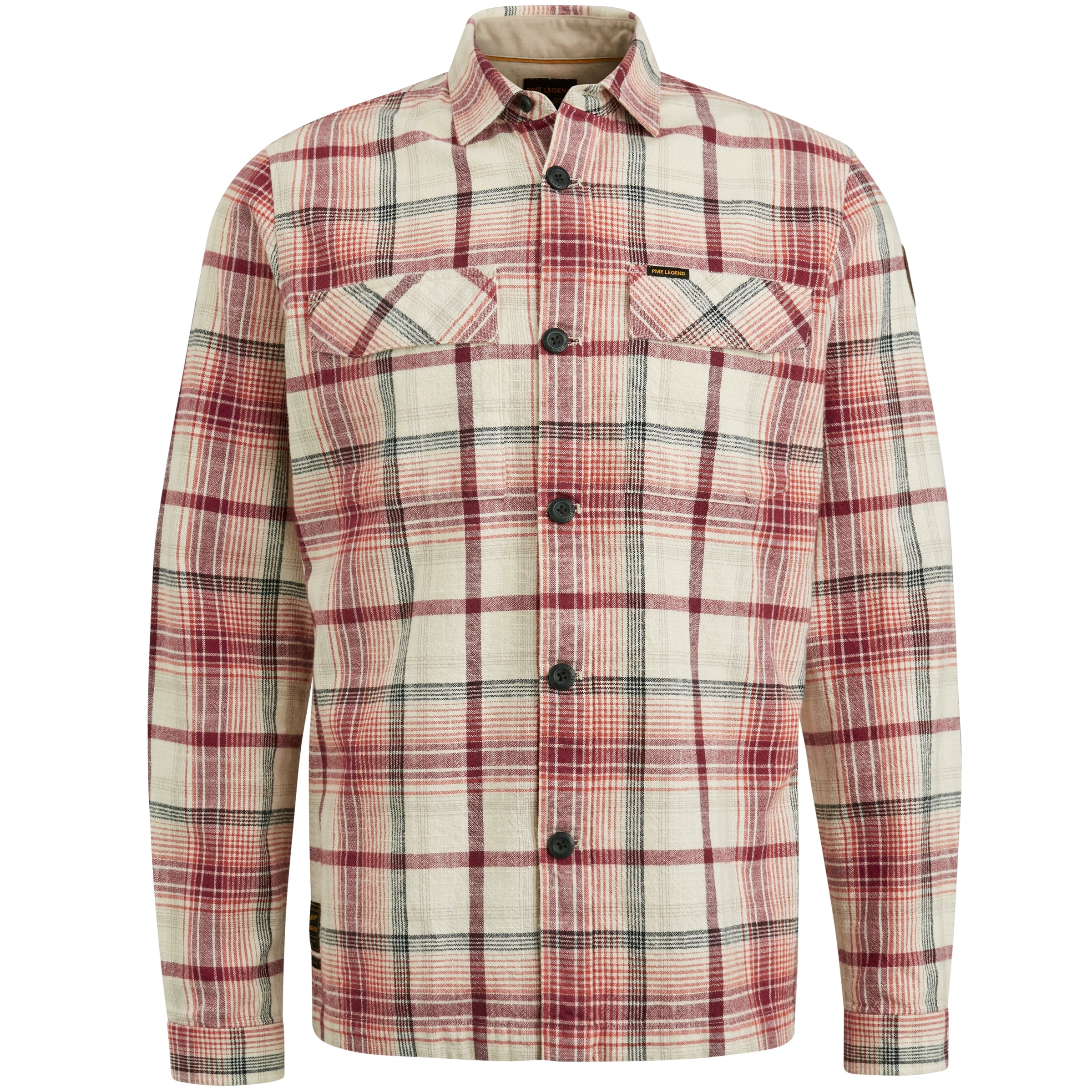 PME LEGEND Langarm Hemd - Cranberry Stripe - PSI2304230