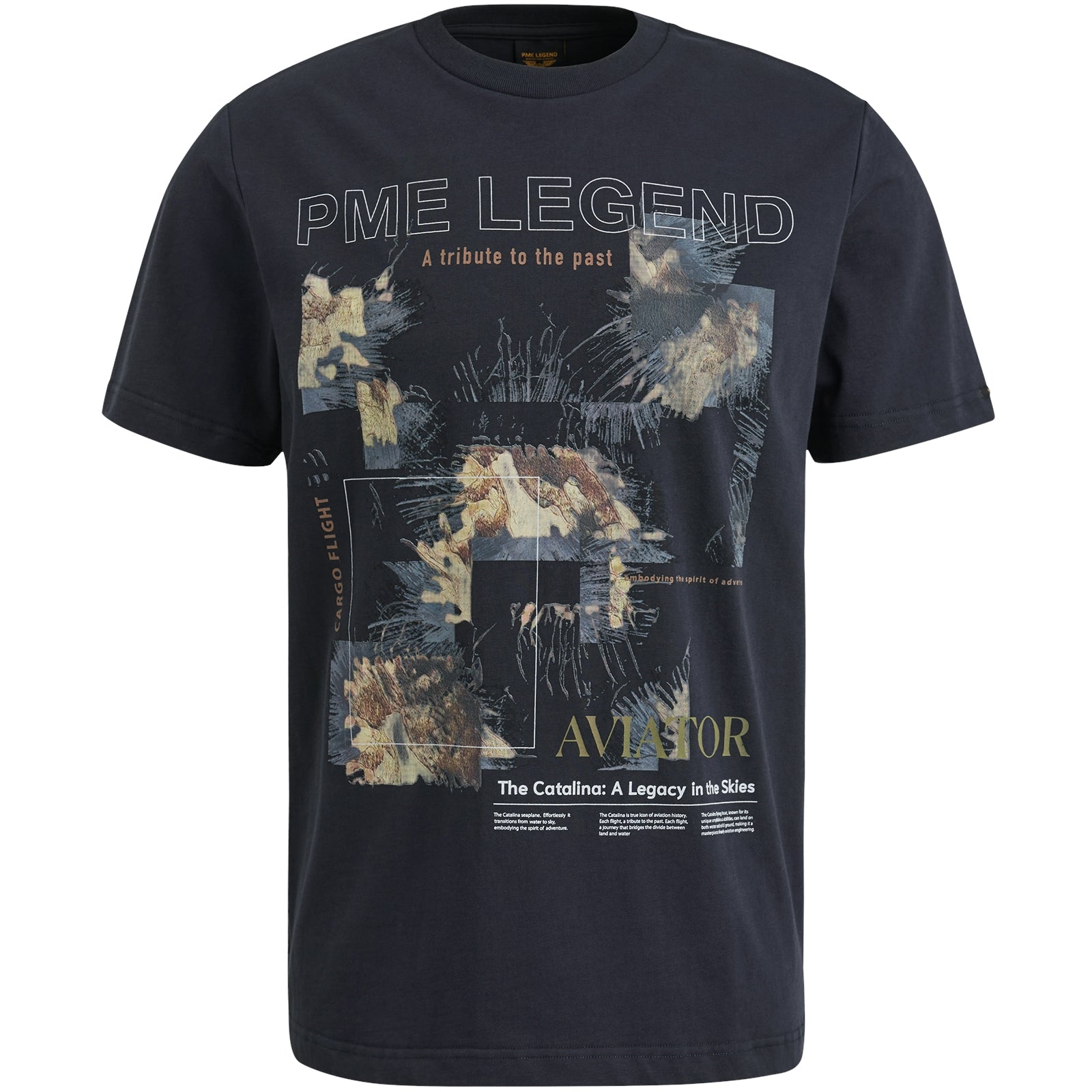 PME LEGEND Kurzarm Shirt Rundhals jersey digital print - Midnight Harbor Navy - PTSS2503570-5281