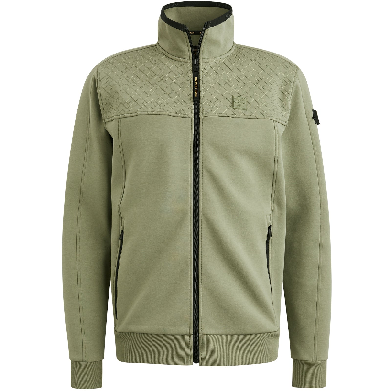 PME LEGEND Interlock Cardigan Sweatjacke - Sage Grid Olive - PSW2508437-6379