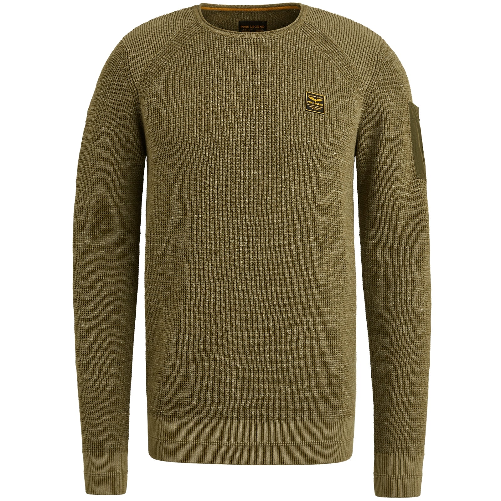 PME LEGEND Rundhals Strickpullover - Olive Moss Texture - PKW2508301-6416