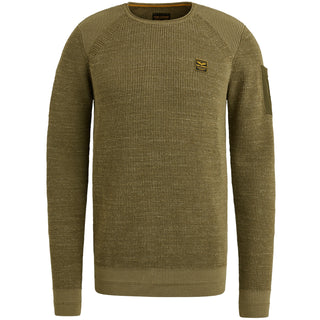 PME LEGEND Rundhals Strickpullover - Olive Moss Texture - PKW2508301-6416