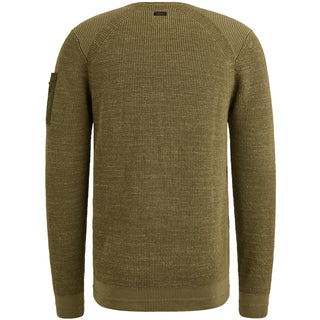 PME LEGEND Rundhals Strickpullover - Olive Moss Texture - PKW2508301-6416