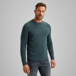 PME LEGEND Rundhals Longsleeve Pullover - Emerald Shore Blue - PTS2508570-5125