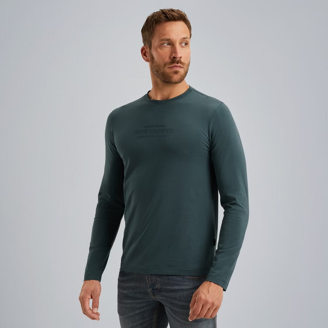 PME LEGEND Rundhals Longsleeve Pullover - Emerald Shore Blue - PTS2508570-5125 von PME Legend