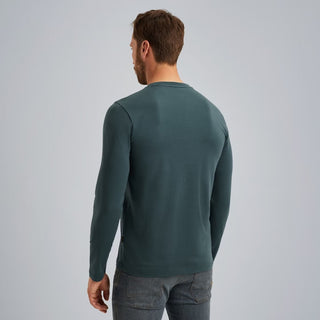 PME LEGEND Rundhals Longsleeve Pullover - Emerald Shore Blue - PTS2508570-5125