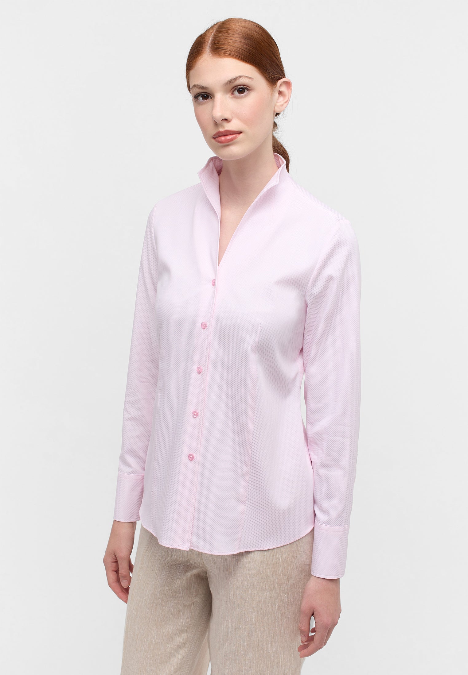 ETERNA REGULAR FIT Langarm Bluse - Rose Quartz Dots - 7001-51-D266 von Eterna