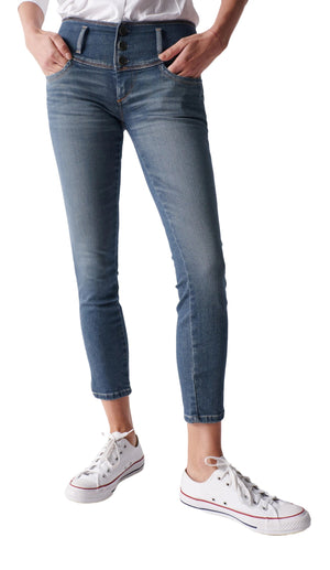SALSA Mystery Push Up Skinny Crop - Harbor Mist Denim - 126612.8506